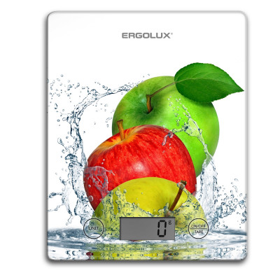 Весы кухонные ERGOLUX  ELX-SK02-C01 белые, яблоки до 5 кг